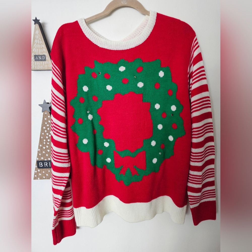 Forum Novelties Light Up Wreath Ugly Christmas Sweater